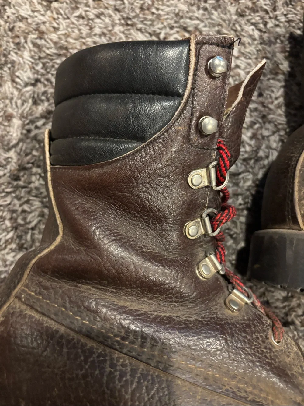Irish Setter Brown Leather Work Boots with Red Laces